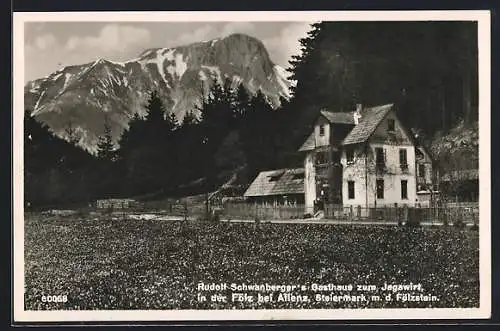 AK Aflenz /Stmk., Fölz, Rudolf Schwanberger`s Gasthaus zum Jagawirt m. d. Fölzstein