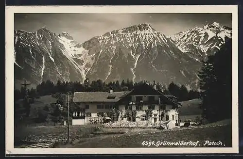 AK Patsch, Hotel Grünwalderhof mit Nordkette