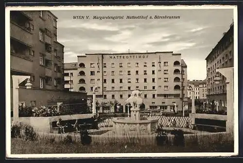 AK Wien V, Margaretengürtel Matteottihof & Bärenbrunnen