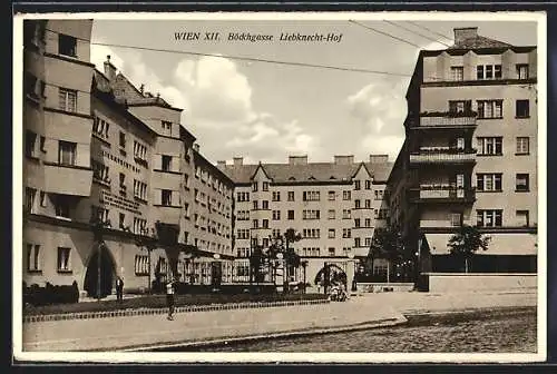 AK Wien, Gemeindebau Liebknecht-Hof in der Böckhgasse