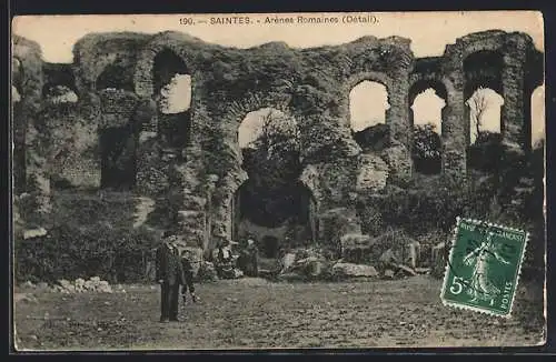 AK Saintes, Arènes Romaines, Détail