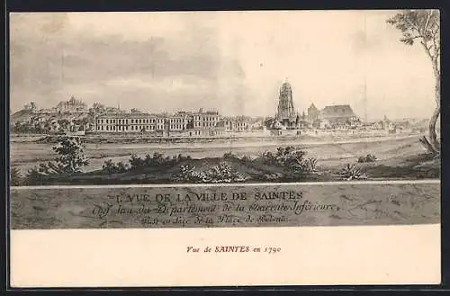 AK Saintes, Vue de la ville en 1790