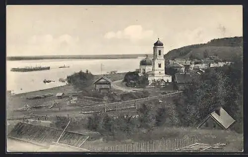 AK Iljnka /Volga, Kirche am Flussufer