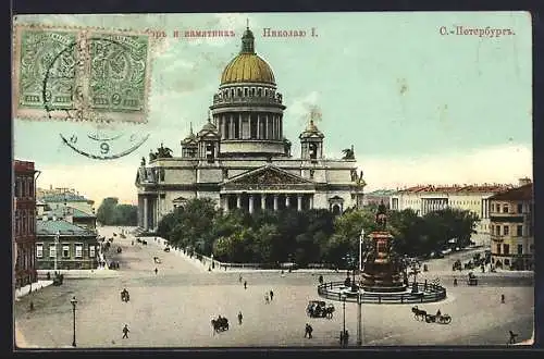 AK St. Petersburg, Isaakskathedrale und Nikolaus I. Denkmal