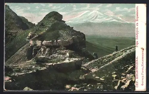 AK Kislowodsk, Blick auf Berglandschaft mit Elbrus im Hintergrund