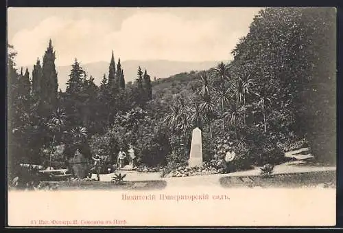 AK Krim, Nikitsky Kaiserlicher Garten mit Obelisk