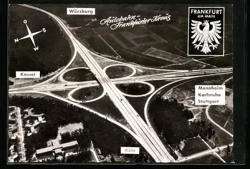 AK Frankfurt a/M, Autobahn Frankfurter Kreuz, Wappen