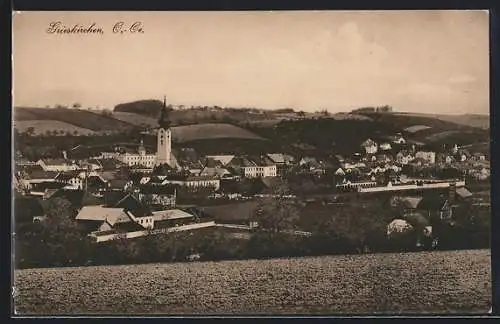 AK Grieskirchen, Stadtansicht mit der Kirche