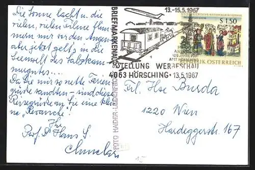 AK Hörsching /Ob. Öst., Strassenpartie aus der Vogelschau