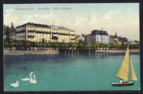 AK Gmunden /Salzkammergut, Hotel Bellevue am Ufer