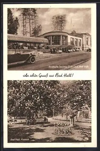 AK Bad Hall, Trinkhalle-Terrasse Cafe Laut, Kurpark