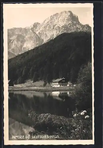 AK Almsee /O. Ö., Gasthaus Deutsches Haus am Seeufer