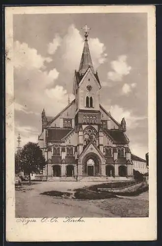 AK Aigen /O. Ö., Partie an der Kirche