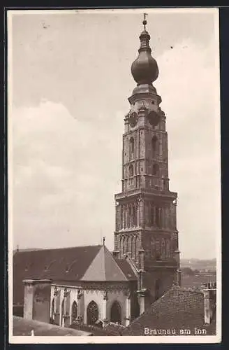 AK Braunau am Inn, Blick auf die Kirche