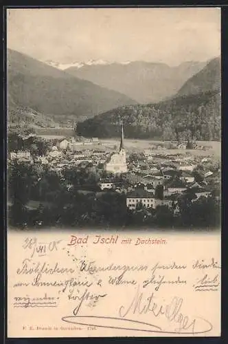 AK Bad Ischl, Ortsansicht mit Dachstein