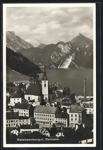 AK Ebensee /Salzkammergut, Ortsansicht mit Bergpanorama