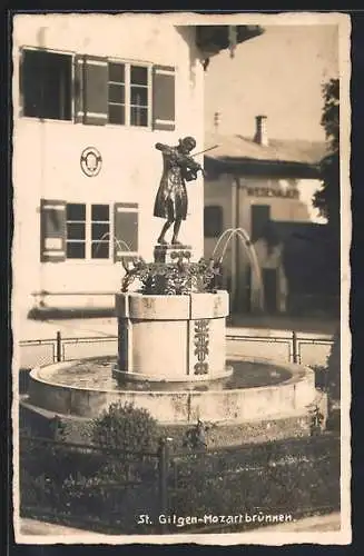 AK St. Gilgen, Mozartbrunnen