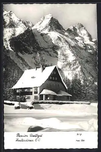 AK Hinterstoder /O. Ö., Pension Dietlgut im Schnee