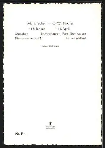 AK Schauspielerin Maria Schell mit dem Schauspieler O. W. Fischer