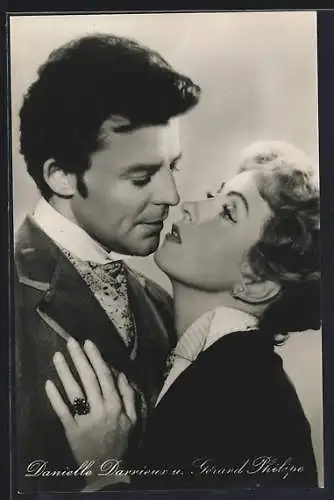 AK Schauspieler Danielle Darrieux und Gèrard Philipe in dem Film Der schöne Octave