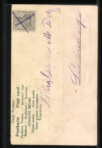 AK Zwerge klettern auf eine Uhr, Prosit Neujahr