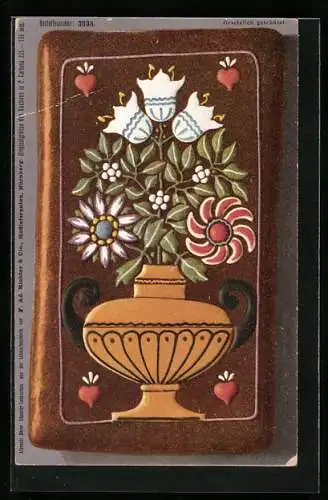 AK Griechische Vase mit Blumen auf einem Lebkuchen