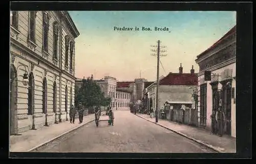 AK Bosnisch Brod, Soldaten auf der Strasse