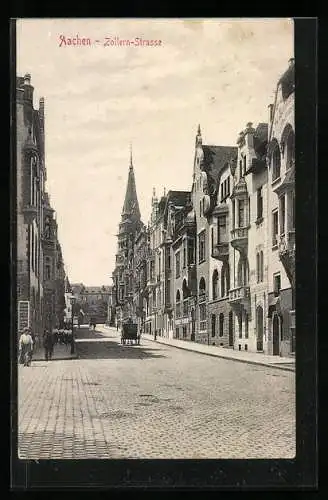 AK Aachen, Zollern-Strasse mit Passanten