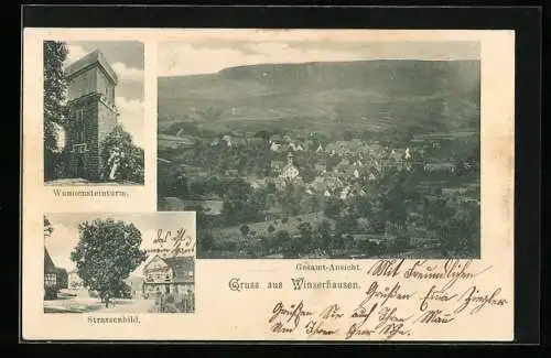 AK Winzerhausen, Gesamtansicht, Wunnensteinturm, Strassenbild