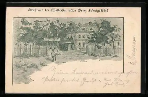 Lithographie München-Thalkirchen, Gasthof Prinz Ludwigshöhe