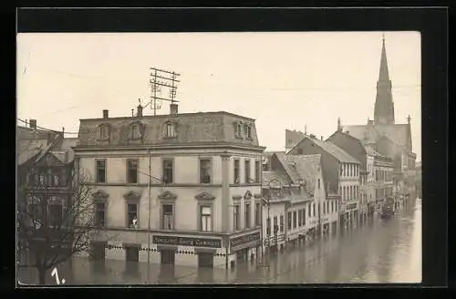 Foto-AK Neuwied, Hochwasser am Restaurant Georg Closmann