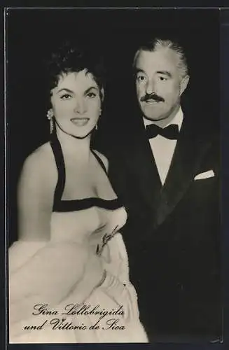 AK Schauspieler Gina Lollobrigida und Vittorio de Sica in einen gemeinsamen Film