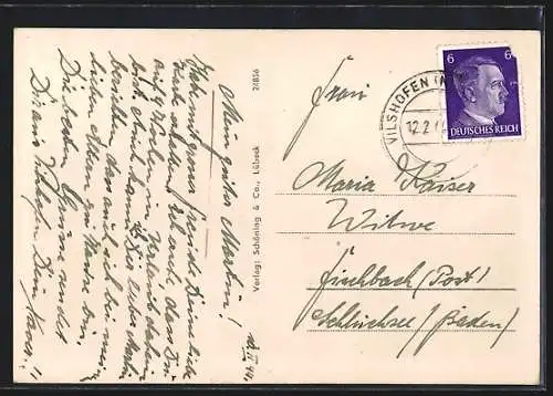 AK Vilshofen, Partie mit Blick auf das Kloster Schweiklberg