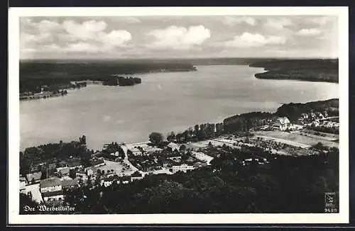 AK Werbellin, Fliegerfoto vom Ort mit Werbellinsee