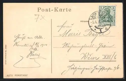 AK Konstanz, Teilansicht über den Bodensee gesehen