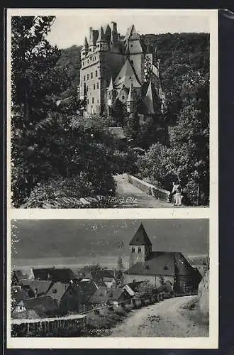 AK Moselkern, Burg Eltz, Strassenpartie mit Kirche