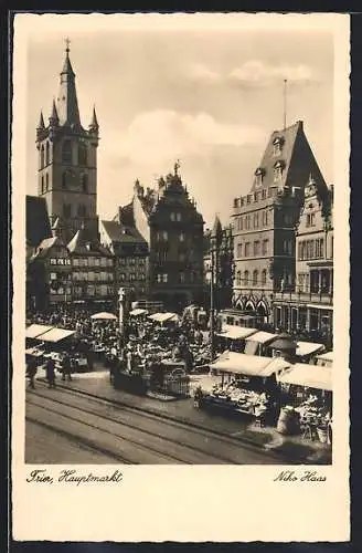 AK Trier, Hauptmarkt mit Verkaufsständen