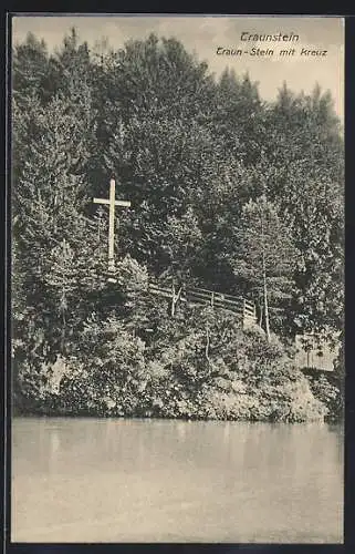 AK Traunstein, Traun-Stein mit Kreuz