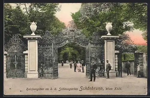 AK Wien XIII, Schönbrunn, Reichengitter im k.k. Schlossgarten