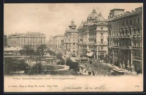 AK Wien, Maximilianplatz und Währingerstrasse