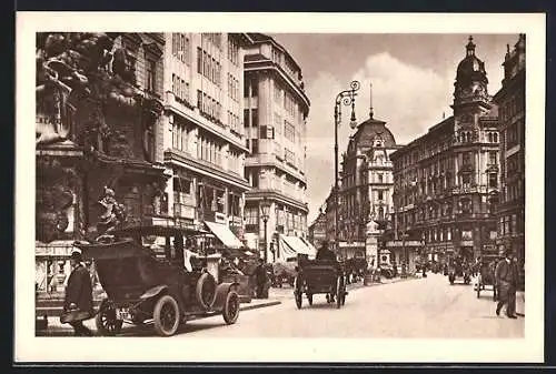 AK Wien, Graben mit Kutsche und Automobil