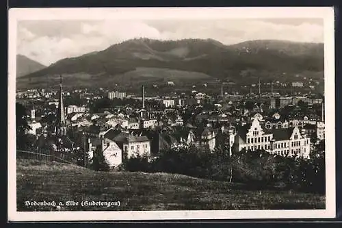 AK Bodenbach a. Elbe, Totalansicht von einen Berg aus