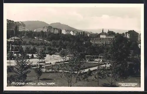 AK Aussig a. Elbe, Blick auf den Stadtpark