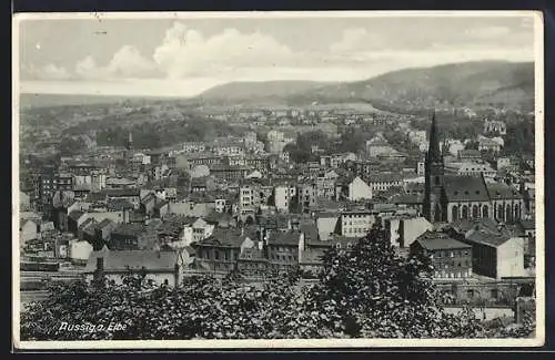 AK Aussig a. Elbe, Totalansicht von einen Berg aus