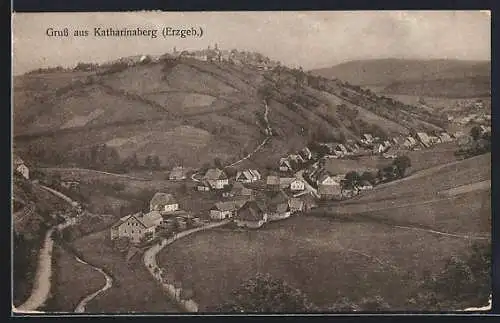 AK Katharinaberg i. Erzgeb., Gesamtansicht von einen Berg aus