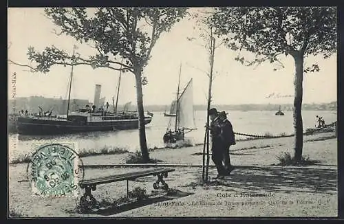 AK Saint-Malo, Le Bateau de Jersey passant le Quai de la Bourse