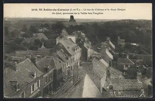 AK St-Aubin-du-Cormier, La rue du Chateau et le vieux Donjon