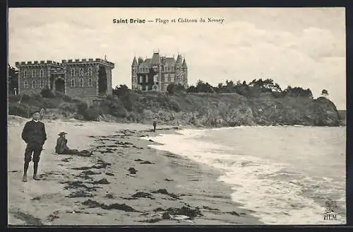 AK Saint-Briac, Plage et Chateau du Nessey