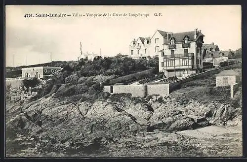 AK Saint-Lunaire, Villas-Vue prise de la Grève de Longchamps