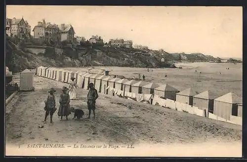 AK St-Lunaire, La Descente sur la Plage, enfants, cabines